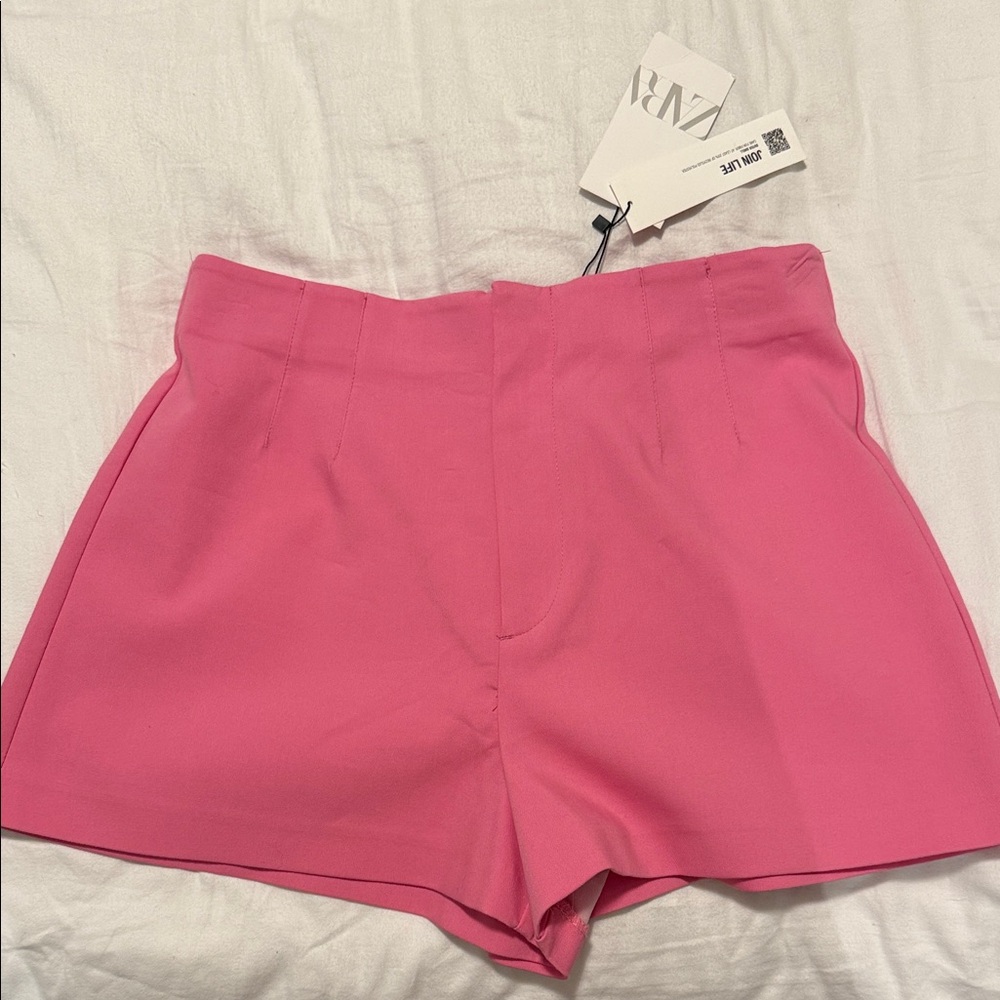 Zara Women's High Waist Pink Shorts